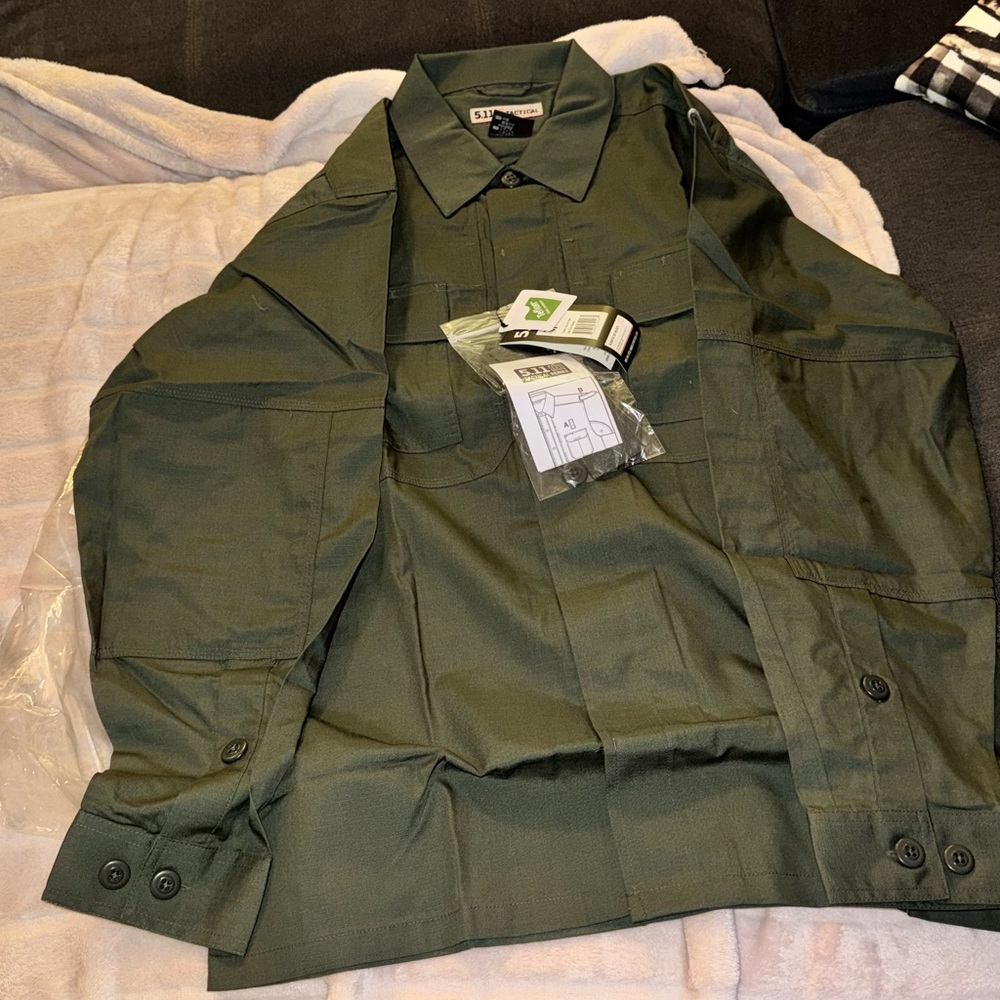 5.11 Tactical Tdu Green Long Sleeve Shirt Medium Military Police - Picture 4 of 11